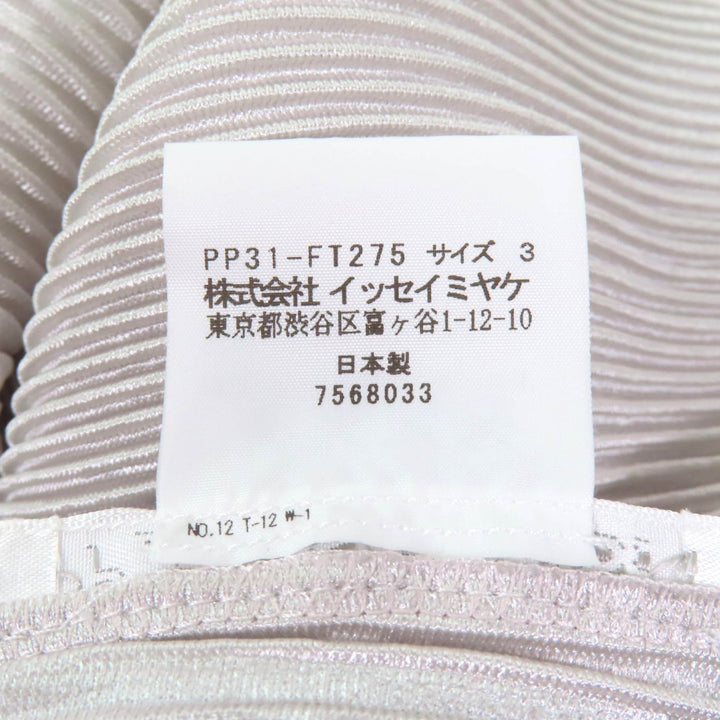 極美品★PLEATS PLEASE プリーツプリーズ イッセイミヤケ PP31-FT275 切替デザイン プリーツ 半袖 ワンピース チュニック ライトグレー 3