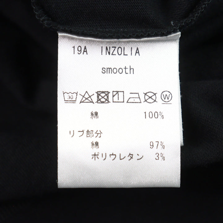 未使用品○ANTICIPO アンティーチポ INZOLIA インツォリア ロゴタグ付き スムースコットン Vネック リブ切替 半袖Ｔシャツ 黒 44 正規品
