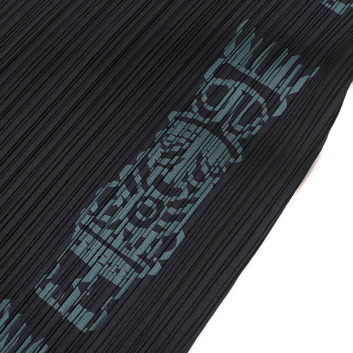 極美品△PLEATS PLEASE プリーツプリーズ イッセイミヤケ PP91-JK785 トーテムポール フレンチスリーブ ワンピース ブラック 3 正規品
