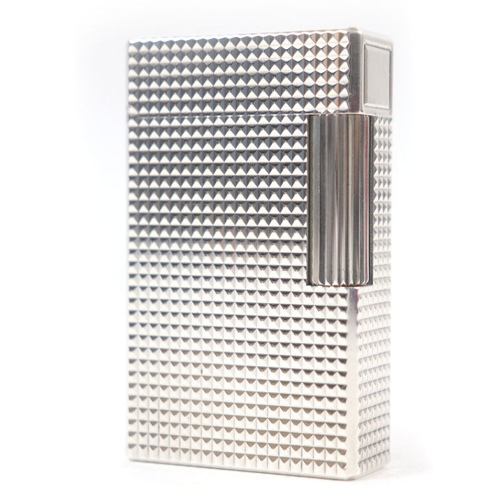 外装極美品□Dupont デュポン ライン1 ロング ダイヤモンドヘッド スクエア ガスライター 喫煙具 シルバー フランス製 メンズ 着火不可
