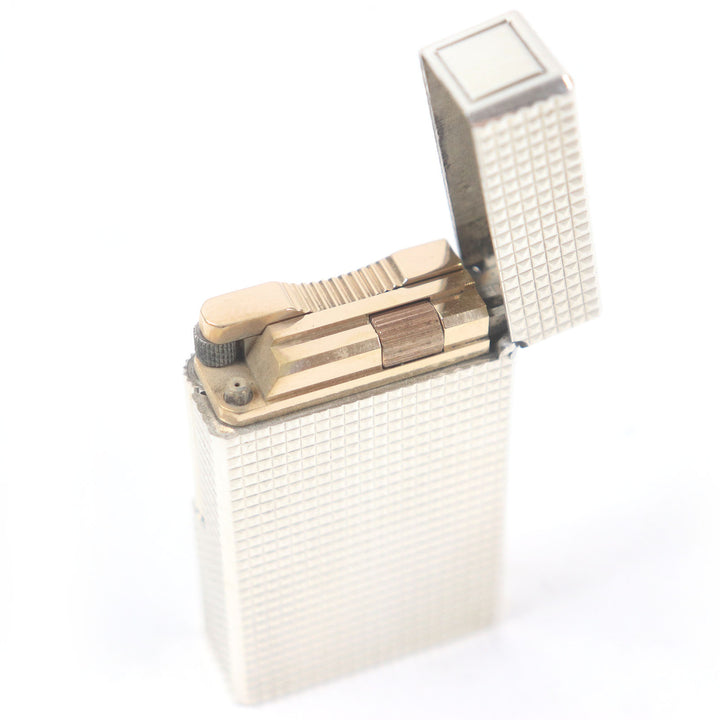 外装極美品□Dupont デュポン ライン1 ロング ダイヤモンドヘッド スクエア ガスライター 喫煙具 シルバー フランス製 メンズ 着火不可