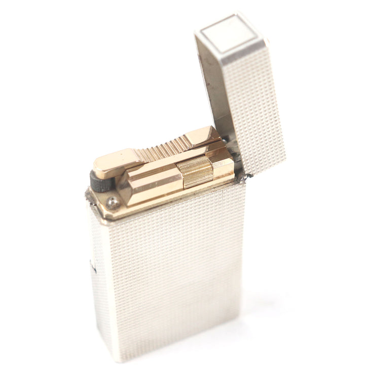 外装美品□Dupont デュポン ライン1 ロング ダイヤモンドヘッド スクエア ローラー式 ガスライター 喫煙具 シルバー フランス製 着火不可