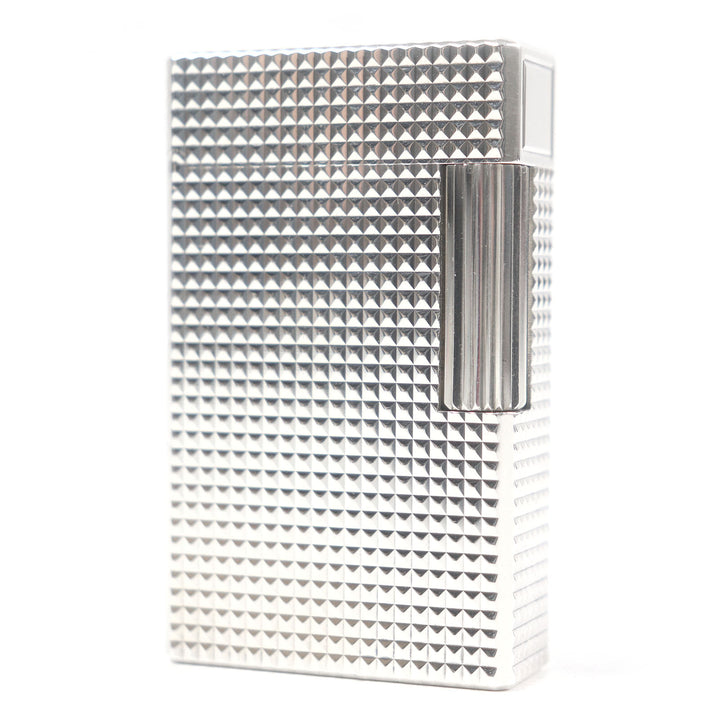 外装極美品□Dupont デュポン ライン1 ロング ダイヤモンドヘッド スクエア ローラー ガスライター 喫煙具 シルバー フランス製 着火不可