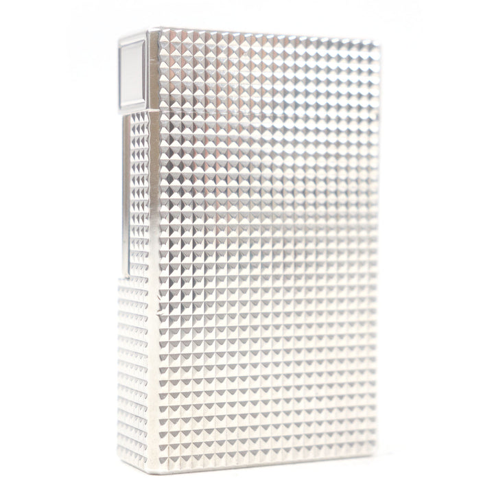 外装極美品□Dupont デュポン ライン1 ロング ダイヤモンドヘッド スクエア ローラー ガスライター 喫煙具 シルバー フランス製 着火不可