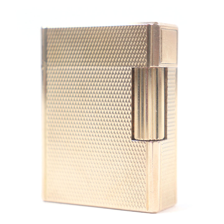 外装極美品□Dupont デュポン ライン1 ショート ダイヤモンド柄 スクエア ガスライター ピンクゴールド フランス製 メンズ 着火不可