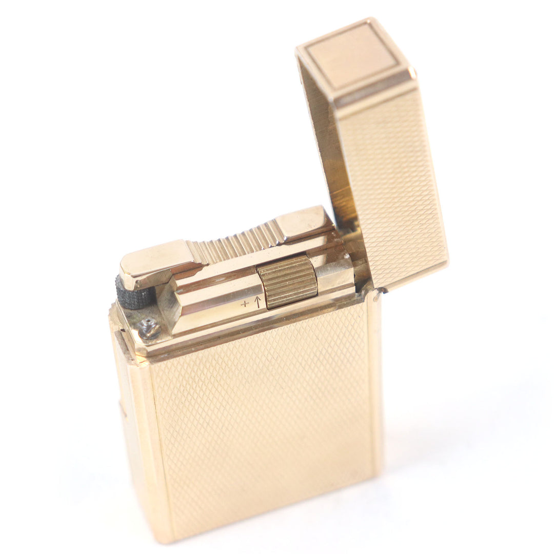 外装極美品□Dupont デュポン ライン1 ショート ダイヤモンド柄 スクエア ガスライター ピンクゴールド フランス製 メンズ 着火不可