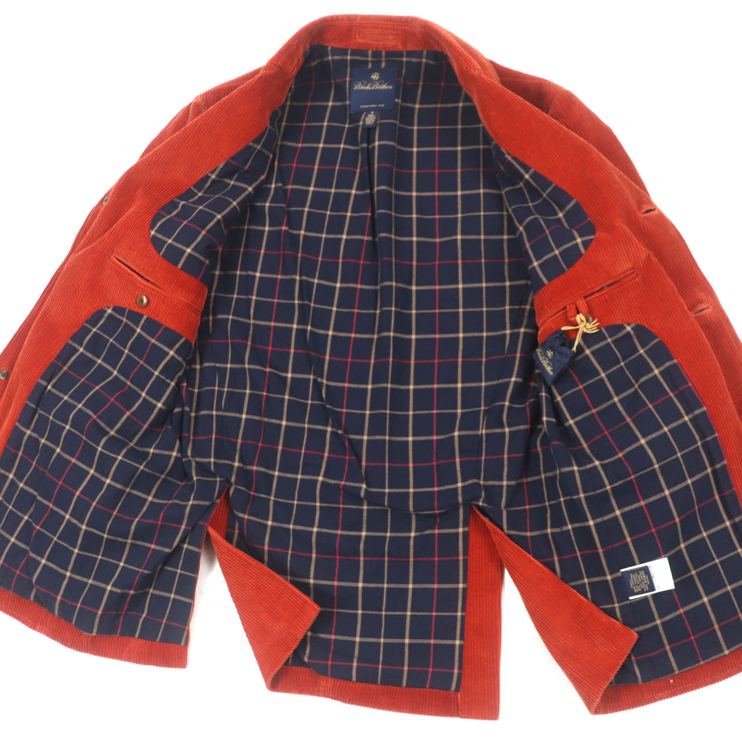 極美品▼Brooks Brothers ブルックスブラザーズ コーデュロイ エルボーパッチ シングルジャケット テーラード オレンジ S 正規品 メンズ