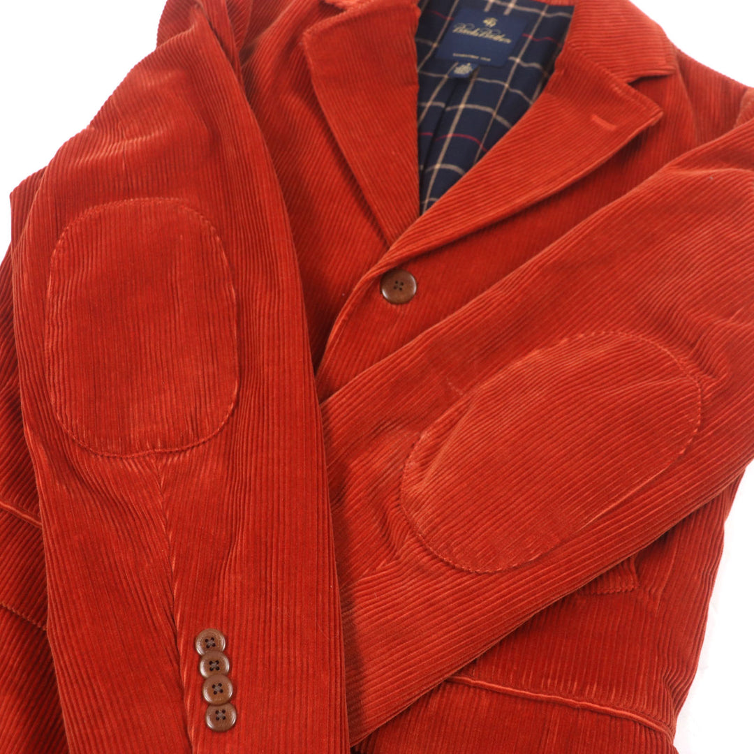 極美品▼Brooks Brothers ブルックスブラザーズ コーデュロイ エルボーパッチ シングルジャケット テーラード オレンジ S 正規品 メンズ
