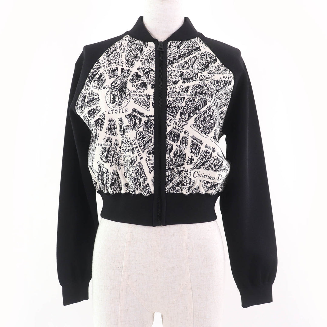 極美品☆Christian Dior クリスチャンディオール 23AW 324V50AM505 Plan de Paris クロップド ニット ボンバージャケット 40 正規品