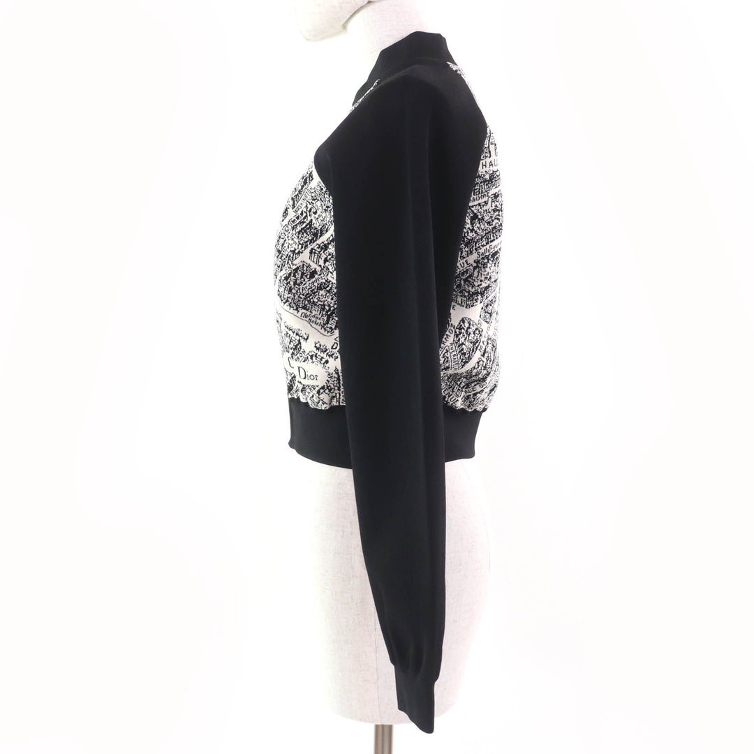 極美品☆Christian Dior クリスチャンディオール 23AW 324V50AM505 Plan de Paris クロップド ニット ボンバージャケット 40 正規品