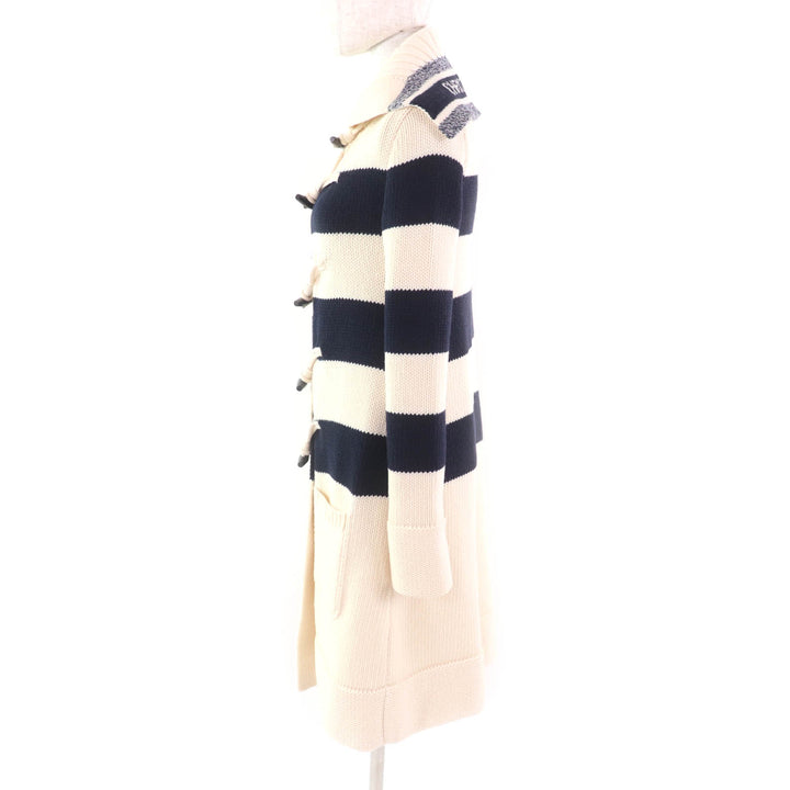 極美品★クリスチャンディオール 21AW 144M01AM318 カシミヤ混 トグルボタン付 ボーダー セーラーカラー ニット ダッフルコート 38
