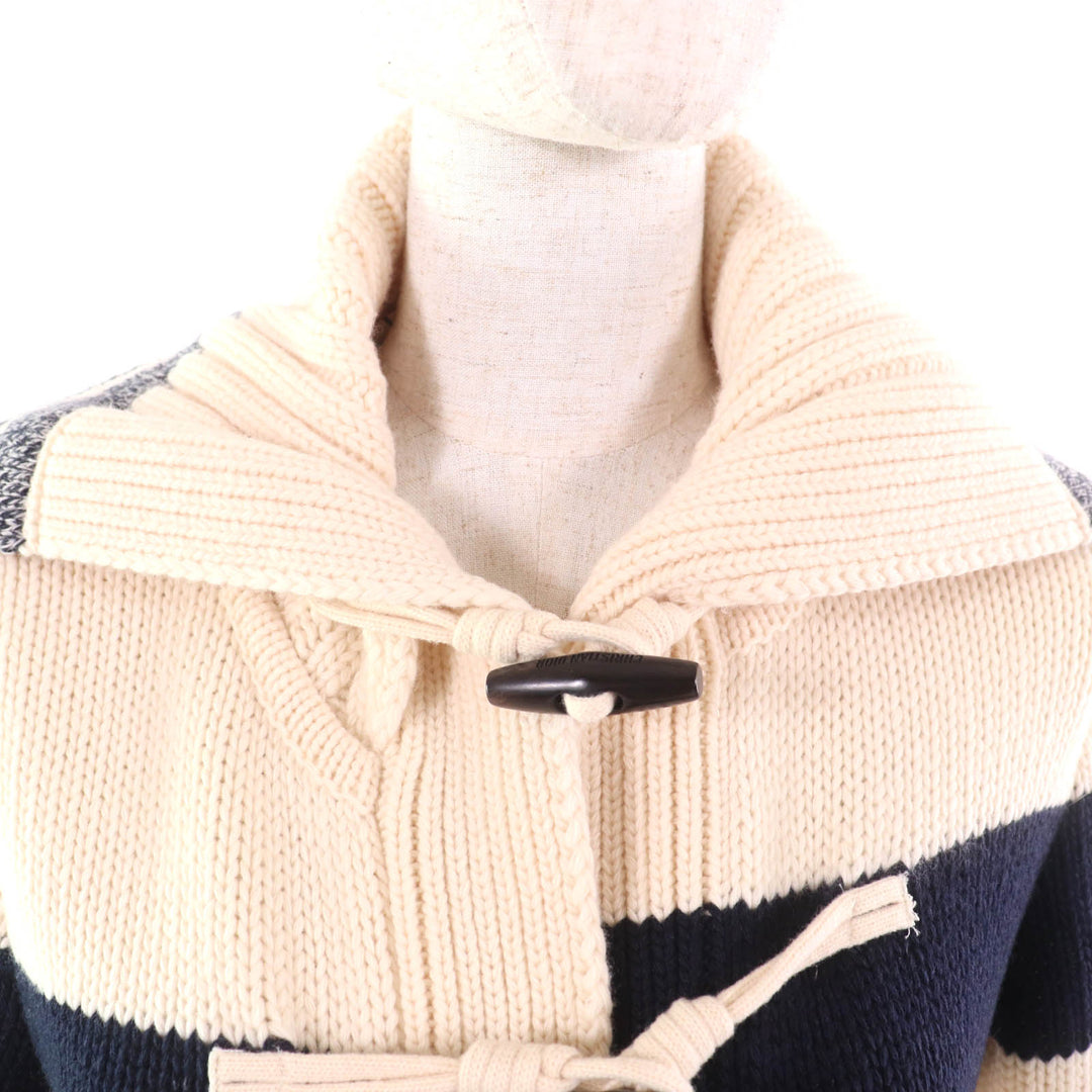 極美品★クリスチャンディオール 21AW 144M01AM318 カシミヤ混 トグルボタン付 ボーダー セーラーカラー ニット ダッフルコート 38