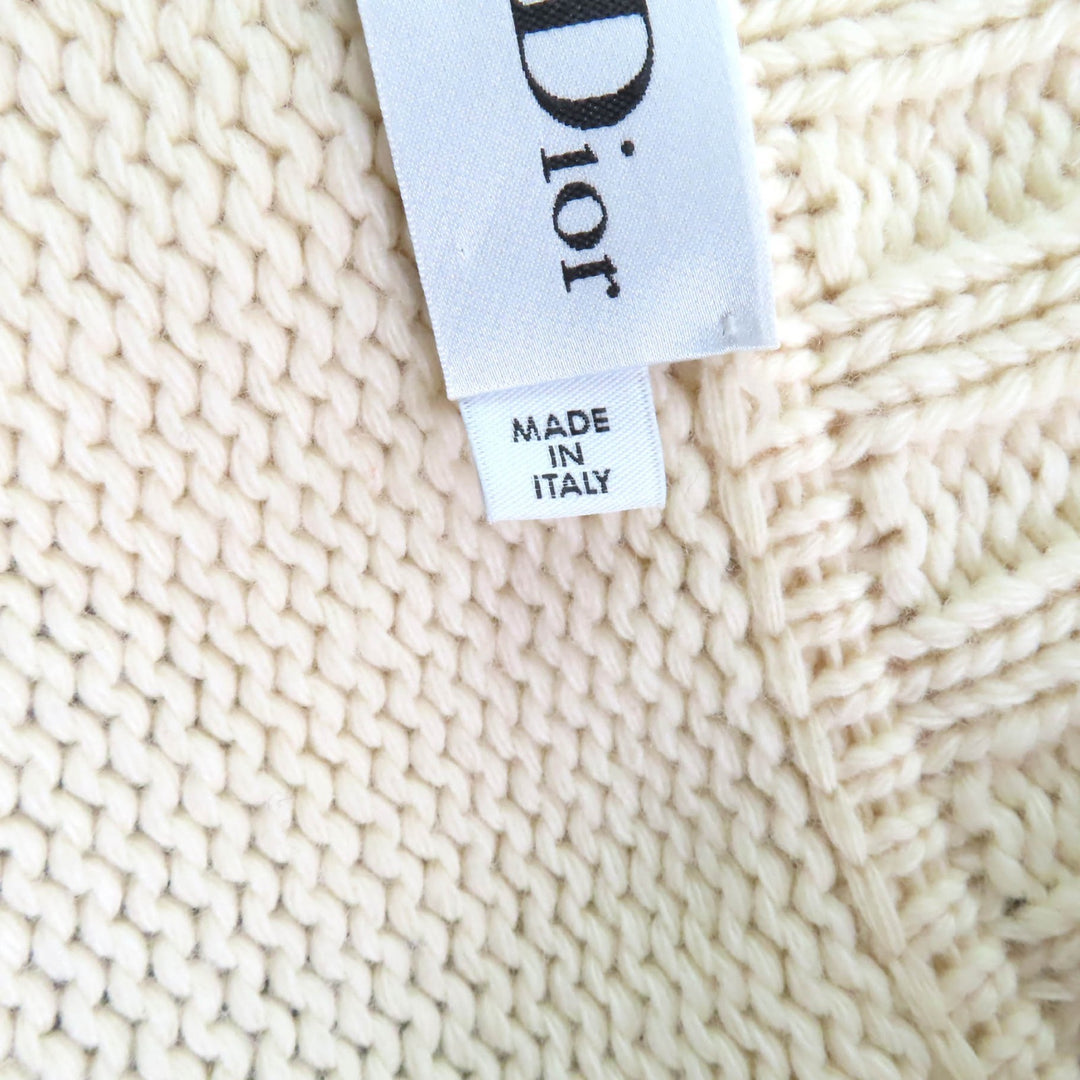 極美品★クリスチャンディオール 21AW 144M01AM318 カシミヤ混 トグルボタン付 ボーダー セーラーカラー ニット ダッフルコート 38