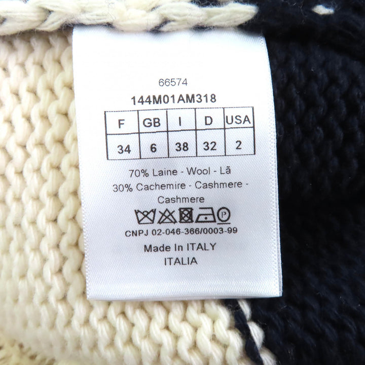 極美品★クリスチャンディオール 21AW 144M01AM318 カシミヤ混 トグルボタン付 ボーダー セーラーカラー ニット ダッフルコート 38