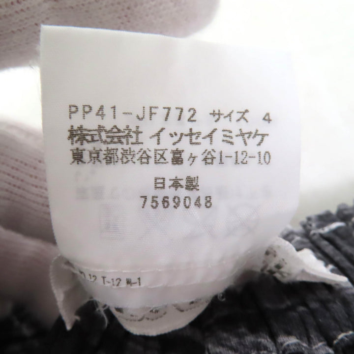 極美品△PLEATS PLEASE プリーツプリーズ イッセイミヤケ PP41-JF772 総柄デザイン パンツ ホワイト ブラック系 4 正規品 レディース