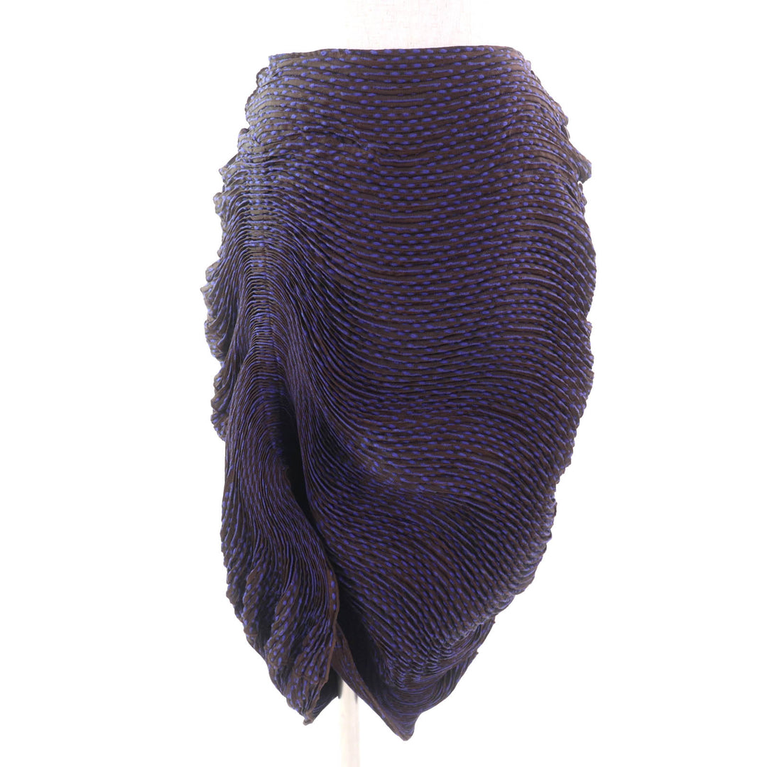 極美品★ISSEY MIYAKE イッセイミヤケ IM62FG565 3Dスチーム 膝丈 スカート パープル ブラウン 2 日本製 正規品 レディース