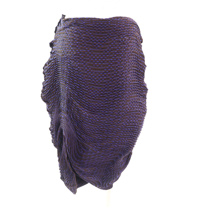 極美品★ISSEY MIYAKE イッセイミヤケ IM62FG565 3Dスチーム 膝丈 スカート パープル ブラウン 2 日本製 正規品 レディース