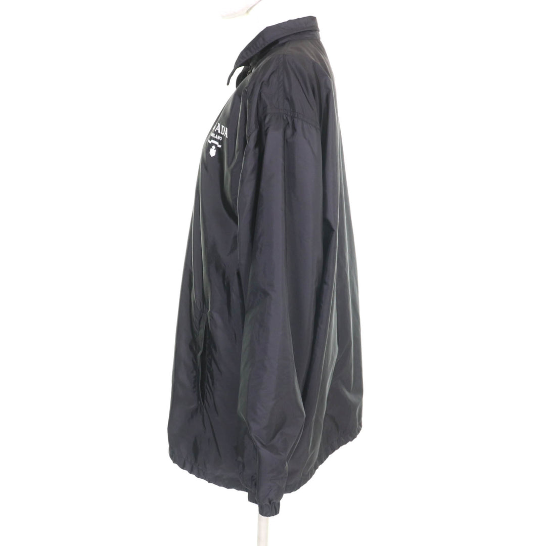 極美品★PRADA プラダ 2021年製 29Z021 Re Nylon ロゴ入り コーチジャケット ナイロンジャケット ブラック 40 イタリア製 正規品