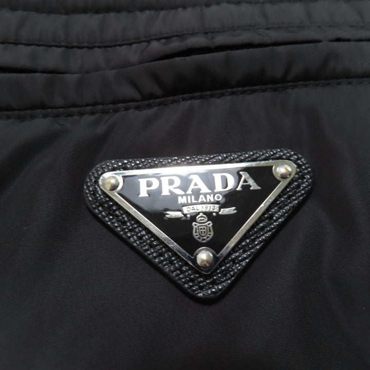 極美品☆PRADA プラダ 23AW 29Y132 RE-NYLON トライアングルロゴ クロップド 2WAY ダウンジャケット ブラック 40 正規品 レディース