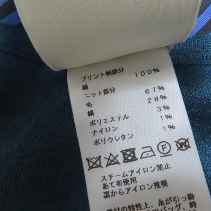 極美品☆HERMES エルメス シルク100％ ウール ツイルレーヌ ノースリーブニット トップス ブルーグリーン 38 伊製 正規品 レディース