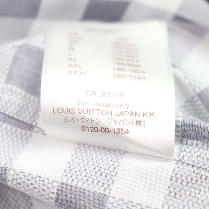 極美品○LOUIS VUITTON ルイヴィトン HBS95W AMERICAS CUP アメリカズカップ ダミエ ロゴプリント 長袖チェックシャツ XS 正規品 メンズ