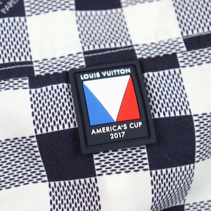 極美品○LOUIS VUITTON ルイヴィトン HBS95W AMERICAS CUP アメリカズカップ ダミエ ロゴプリント 長袖チェックシャツ XS 正規品 メンズ