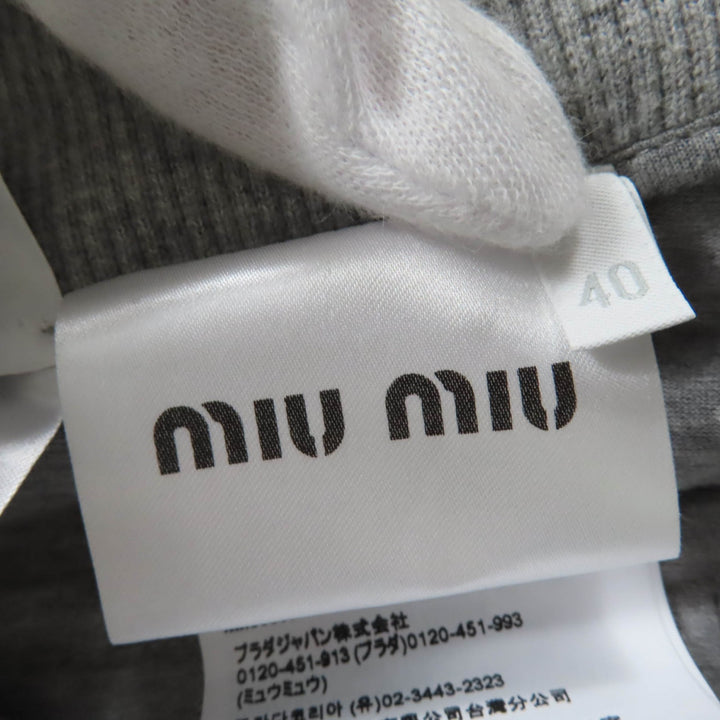 極美品☆MIUMIU ミュウミュウ 2024年製 MJP335 コットン100％ ロゴ入り フリース スウェットパンツ グレー 40 伊製 正規品 レディース
