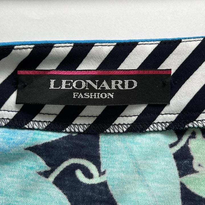 極美品▲LEONARD FASHION レオナール ファッション コットン100％ 花柄・ボタニカル ワンピース チュニック ブルー 36 日本製 レディース