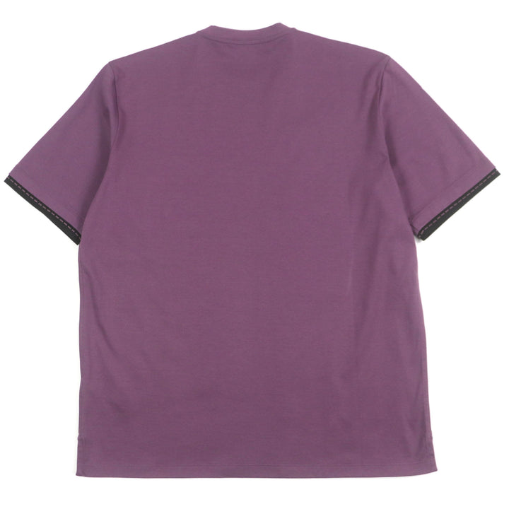 極美品▼HERMES エルメス 24SS H467950HA サドルステッチ クルーネック ショートスリーブ 半袖Ｔシャツ パープル S 伊製 正規品 メンズ