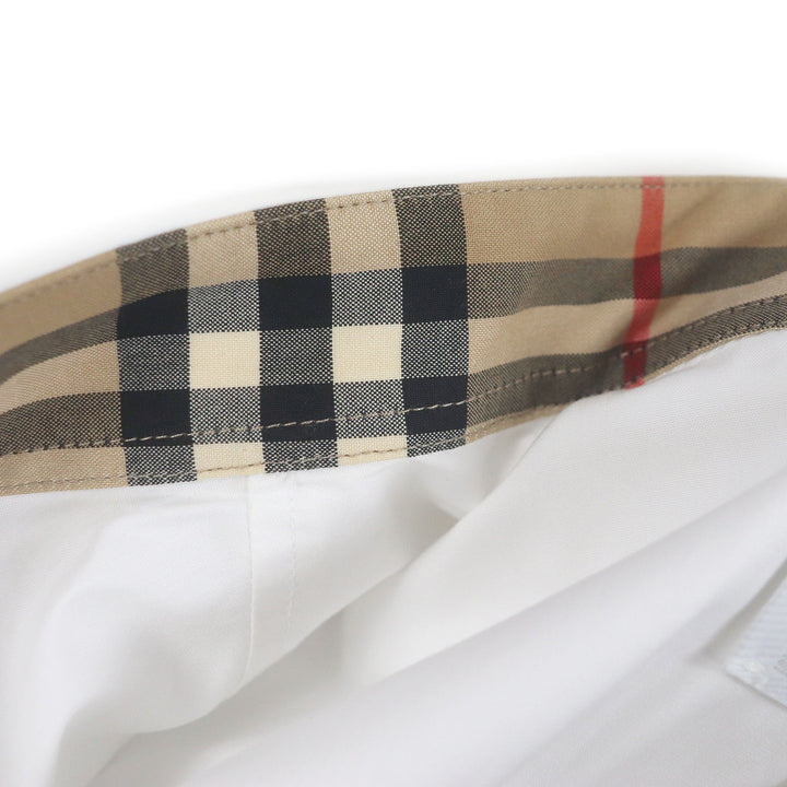美品□BURBERRY バーバリー 8071466 ティッシ期 襟裏ノバチェック ロゴ刺繍 半袖シャツ カッターシャツ ホワイト　S 正規品 メンズ