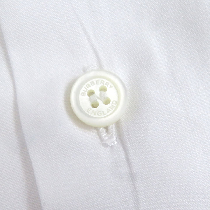 美品□BURBERRY バーバリー 8071466 ティッシ期 襟裏ノバチェック ロゴ刺繍 半袖シャツ カッターシャツ ホワイト　S 正規品 メンズ