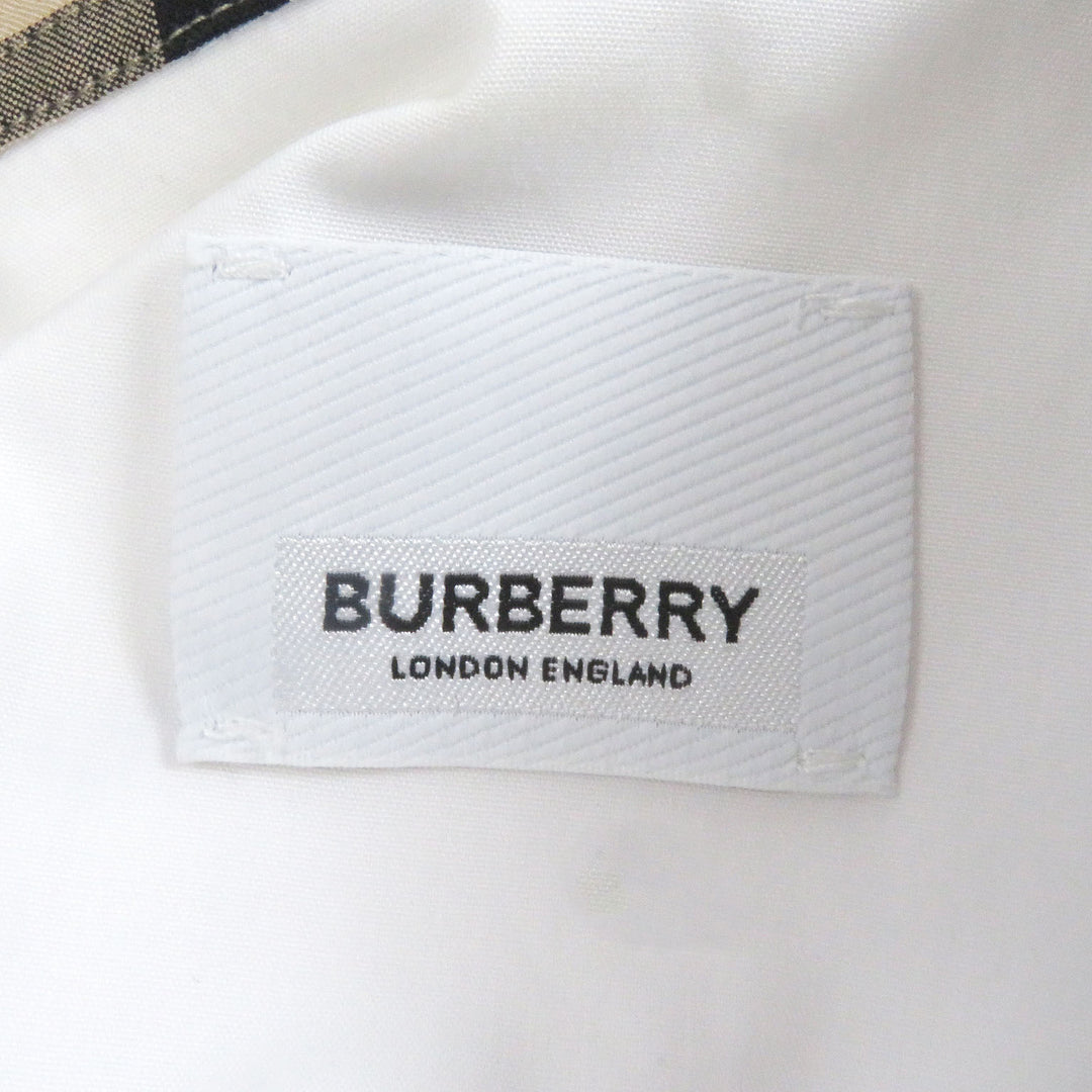美品□BURBERRY バーバリー 8071466 ティッシ期 襟裏ノバチェック ロゴ刺繍 半袖シャツ カッターシャツ ホワイト　S 正規品 メンズ
