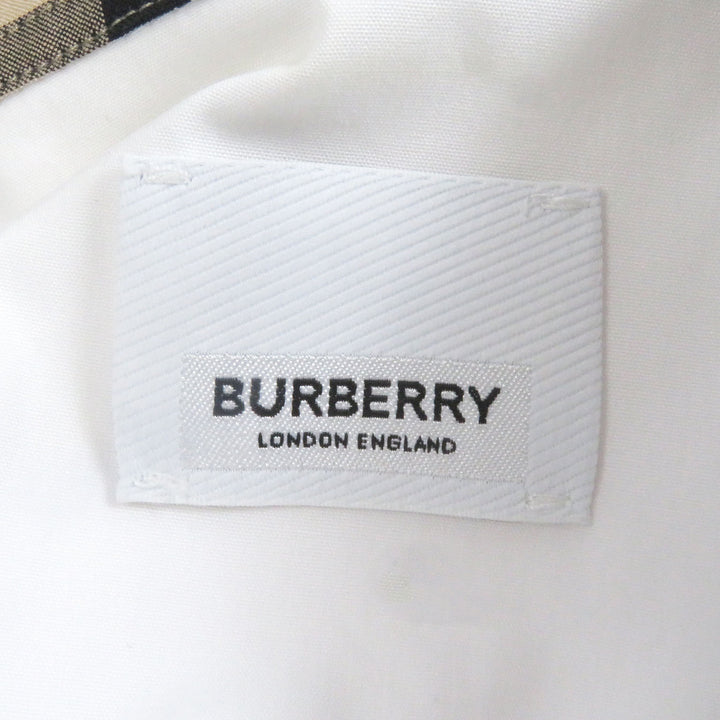美品□BURBERRY バーバリー 8071466 ティッシ期 襟裏ノバチェック ロゴ刺繍 半袖シャツ カッターシャツ ホワイト　S 正規品 メンズ