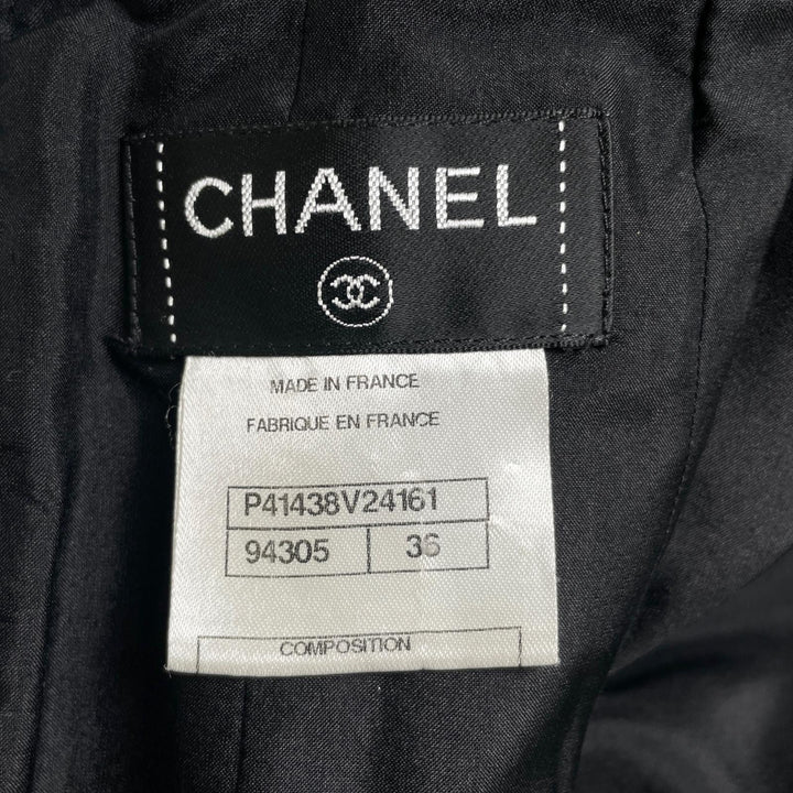 美品▲CHANEL シャネル P41438 ウール カシミヤ混 ココマークボタン 膝丈 タイトスカート ブラック 36 フランス製 正規品 レディース