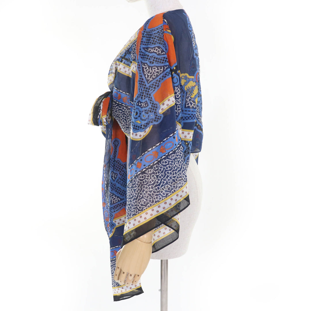 未使用品☆HERMES エルメス 24SS 4E3617D Mors et Gourmettes コットン シェーヌダンクル ビーチブラウス トップス 38 正規品 レディース