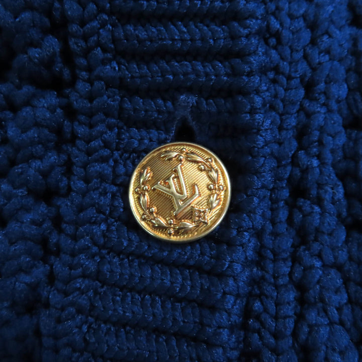 極美品★LOUIS VUITTON ルイヴィトン 22SS ロゴボタン付 トランペットスリーブ カーディガン ネイビー XS イタリア製 正規品 レディース