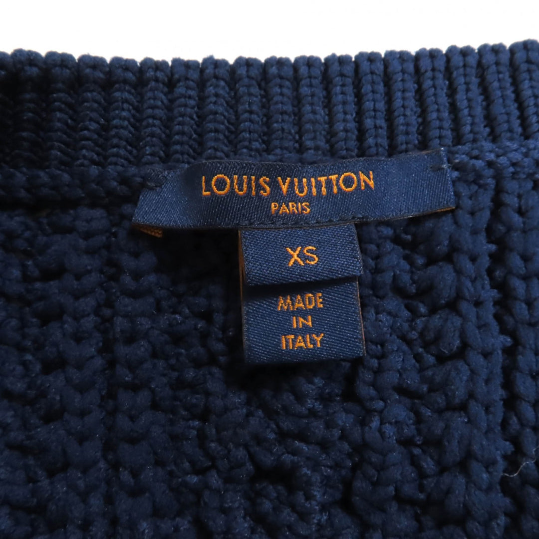 極美品★LOUIS VUITTON ルイヴィトン 22SS ロゴボタン付 トランペットスリーブ カーディガン ネイビー XS イタリア製 正規品 レディース