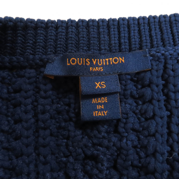 極美品★LOUIS VUITTON ルイヴィトン 22SS ロゴボタン付 トランペットスリーブ カーディガン ネイビー XS イタリア製 正規品 レディース