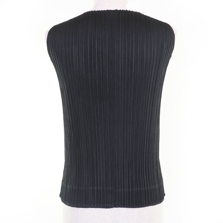 極美品☆PLEATS PLEASE プリーツプリーズ イッセイミヤケ PP71-JK501 デザイン ノースリーブ カットソー ブラック グレー 3 正規品