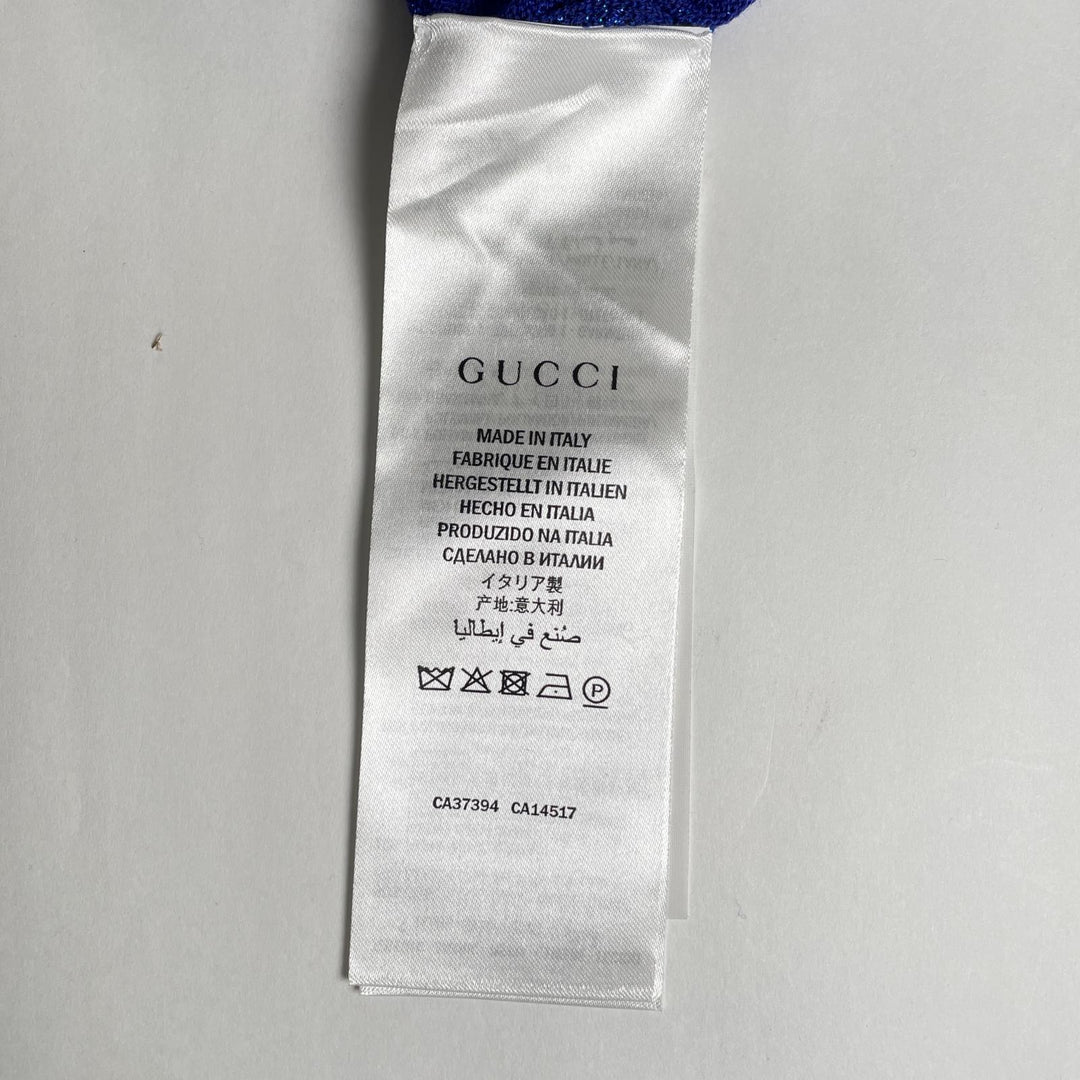 極美品▲GUCCI グッチ 579764 インターロッキングG ウェブライン ラメ スウェットパンツ ブルー XS イタリア製 正規品 レディース