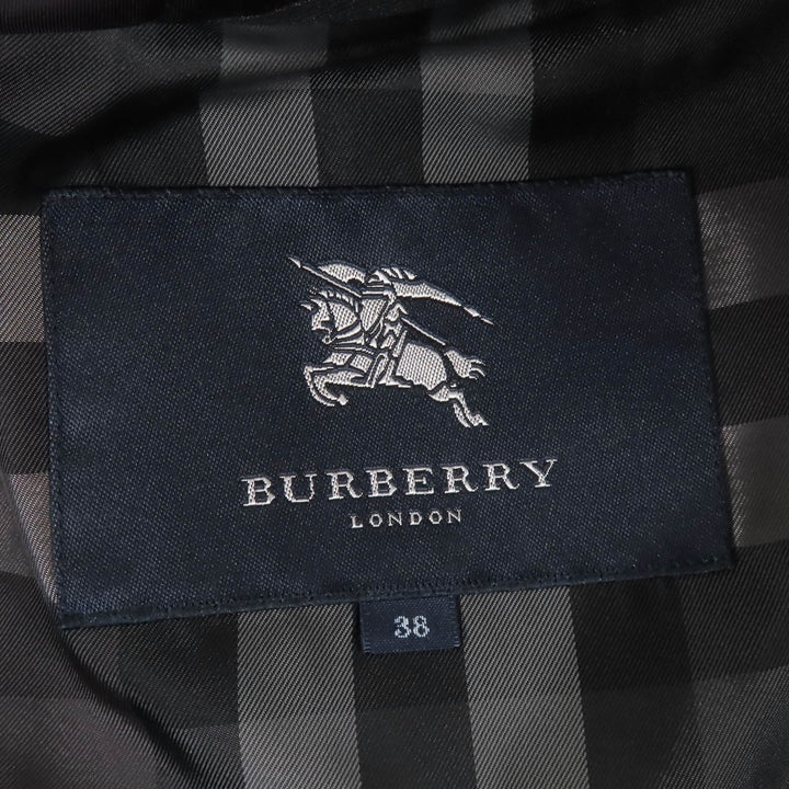 美品△BURBERRY LONDON バーバリーロンドン 中綿ライナー ファー・フード付き ジップアップ コート ブラック 38 正規品 レディース