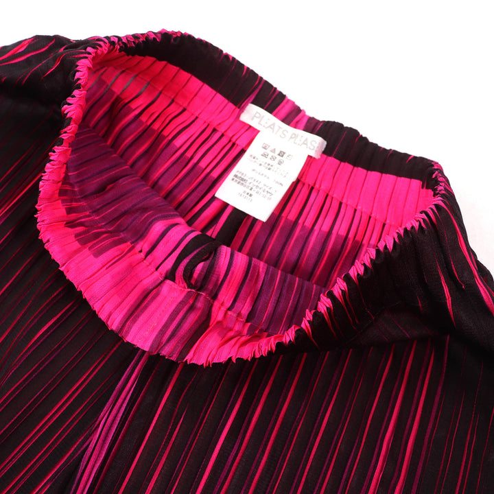 極美品△PLEATS PLEASE プリーツプリーズ イッセイミヤケ ハイネック ノースリーブ カットソー ワイドパンツ セットアップ 3/1 正規品