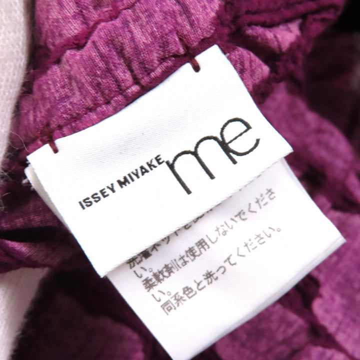 極美品△me ISSEY MIYAKE ミーイッセイミヤケ ベルト付き 総柄 ベルベット切替 ハイネック 七分袖 ロング ワンピース 約Lサイズ 正規品