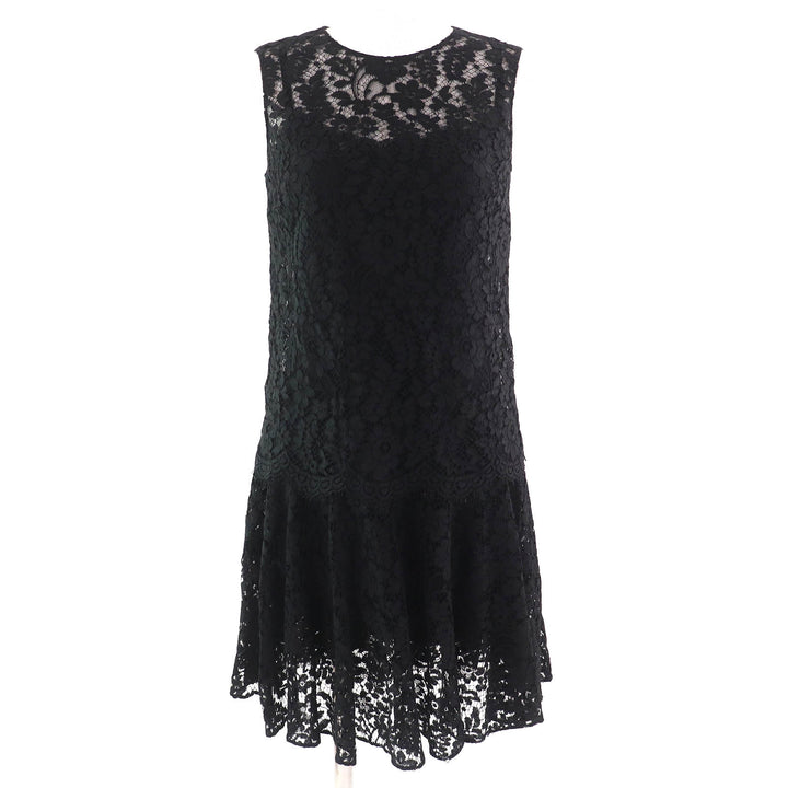 極美品△DOLCE&amp;GABBANA ドルチェ＆ガッバーナ 黒タグ カットワークレース ノースリーブ ワンピース ブラック 36 伊製 正規品 レディース