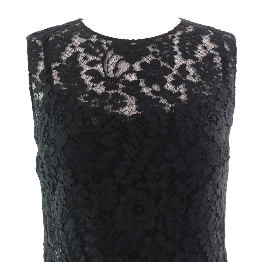 極美品△DOLCE&amp;GABBANA ドルチェ＆ガッバーナ 黒タグ カットワークレース ノースリーブ ワンピース ブラック 36 伊製 正規品 レディース