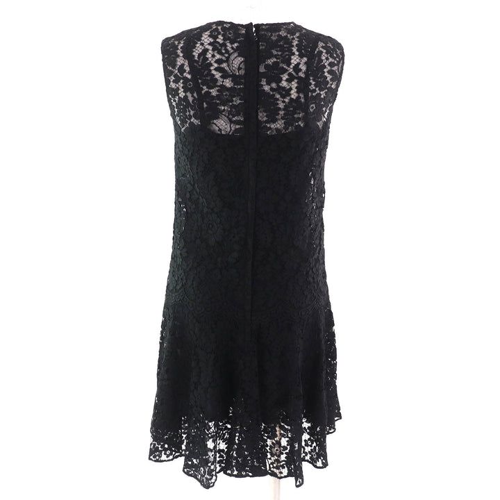 極美品△DOLCE&amp;GABBANA ドルチェ＆ガッバーナ 黒タグ カットワークレース ノースリーブ ワンピース ブラック 36 伊製 正規品 レディース