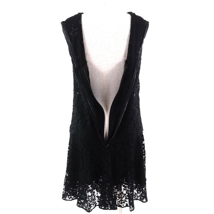 極美品△DOLCE&amp;GABBANA ドルチェ＆ガッバーナ 黒タグ カットワークレース ノースリーブ ワンピース ブラック 36 伊製 正規品 レディース