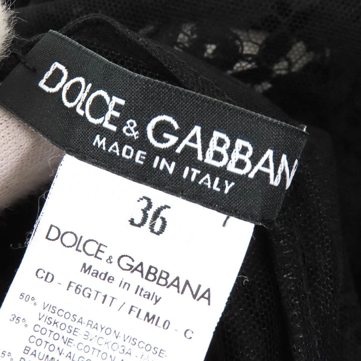 極美品△DOLCE&amp;GABBANA ドルチェ＆ガッバーナ 黒タグ カットワークレース ノースリーブ ワンピース ブラック 36 伊製 正規品 レディース