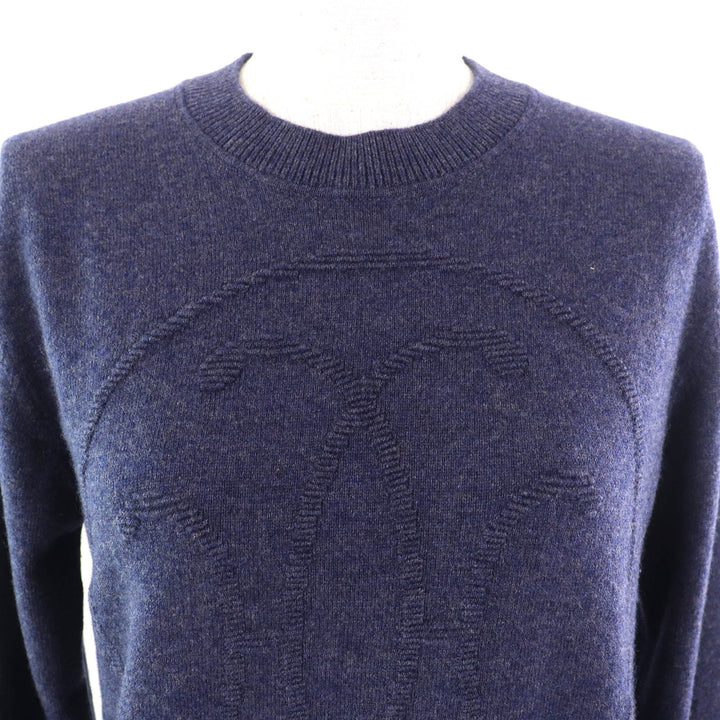未使用品△HERMES エルメス 24AW 2604D1 カシミヤ100％ Hリフト 長袖 ニット セーター ネイビー系 40 英国製 正規品 レディース