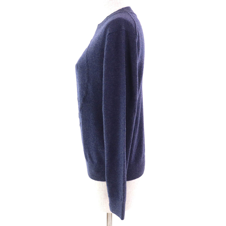 未使用品△HERMES エルメス 24AW 2604D1 カシミヤ100％ Hリフト 長袖 ニット セーター ネイビー系 40 英国製 正規品 レディース